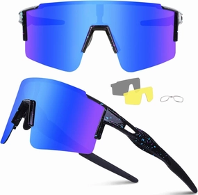 Ukoly Cycling Sunglasses for Men Women with 3 Interchangeable Lenses, Polarized Sports Sunglasses, Baseball Sunglasses