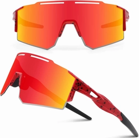Ukoly Cycling Sunglasses for Men Women with 3 Interchangeable Lenses, Polarized Sports Sunglasses, Baseball Sunglasses