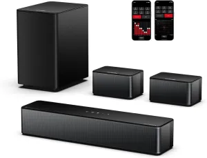 ULTIMEA 5.1 Sound Bar for Smart TV, with Dolby Atmos, 410W Peak Power, Surround Sound System for TV, Wireless Subwoofer Bass Boost, Surround Adjustable, APP Control, Poseidon D60(New 2025 Model)