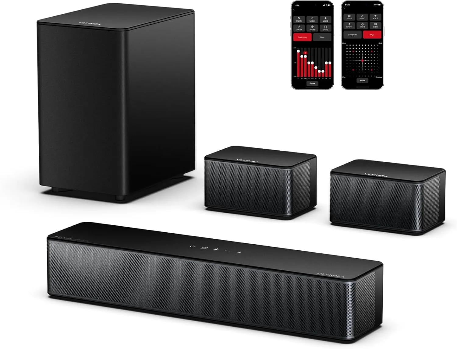 ULTIMEA 5.1 Sound Bar for Smart TV, with Dolby Atmos, 410W Peak Power, Surround Sound System for TV, Wireless Subwoofer Bass Boost, Surround Adjustable, APP Control, Poseidon D60(New 2025 Model)