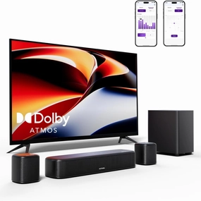 ULTIMEA 5.1ch Sound Bar w/Dolby Atmos, Surround Sound System for TV, App Control, Home Theater Sound System, TV Soundbar with Subwoofer, 2 Surround Speakers, HDMI eARC/Opt/AUX/BT, Aura A50 Pro