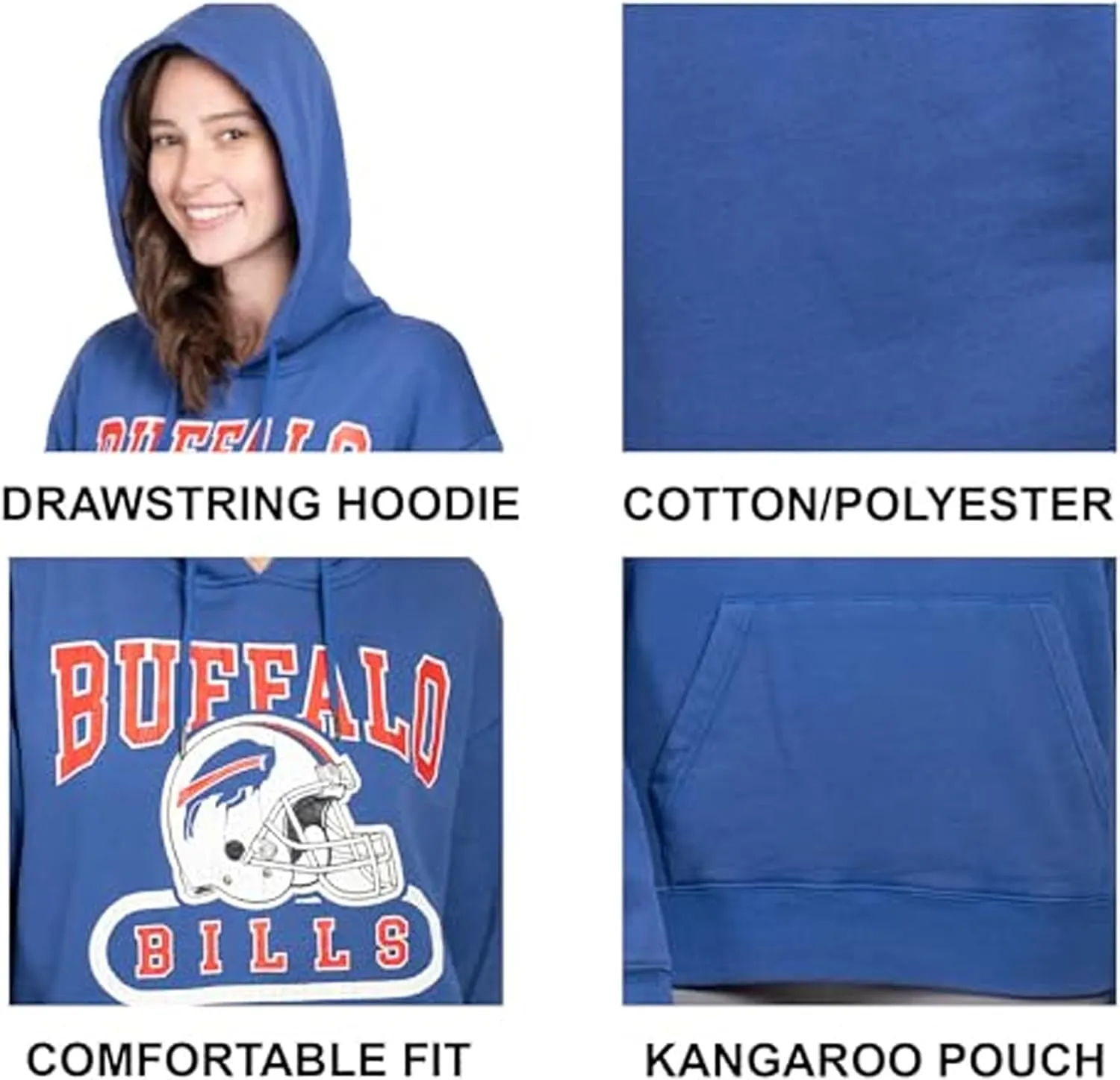 Ultra Game Women's NFL Official Super Soft Hoodie Pullover Sweatshirt