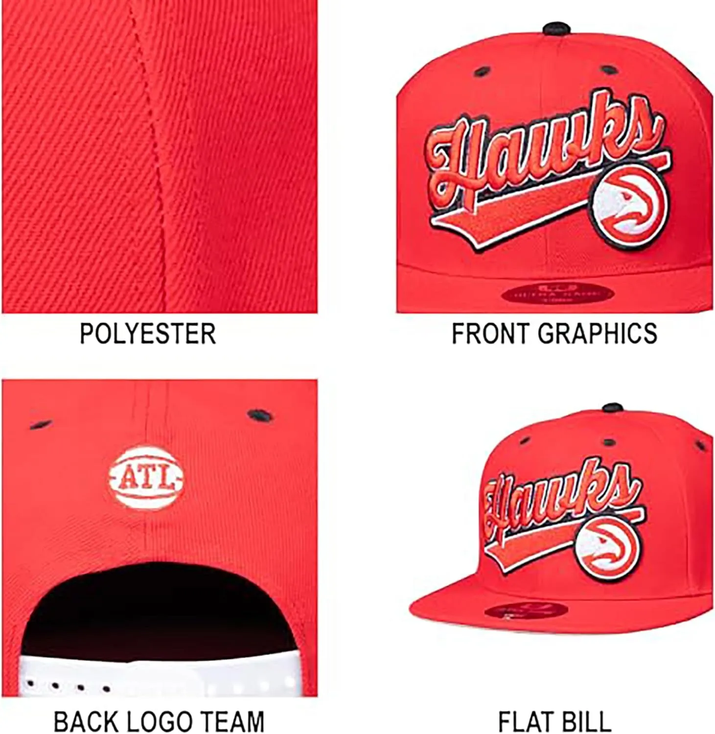 Ultra Game Youth NBA Official 8-20 Snap Back 3D Embroidered Team Logo Baseball Cap Hat