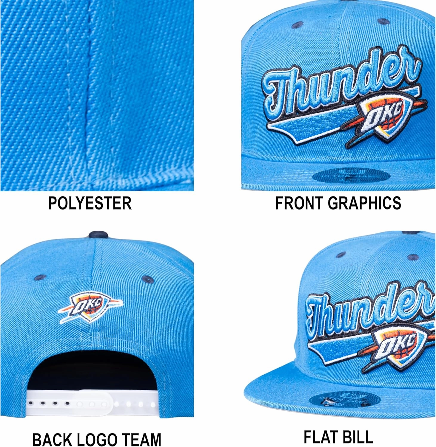 Ultra Game Men's NBA Official Snap Back 3D Embroidered Team Logo Baseball Cap Hat