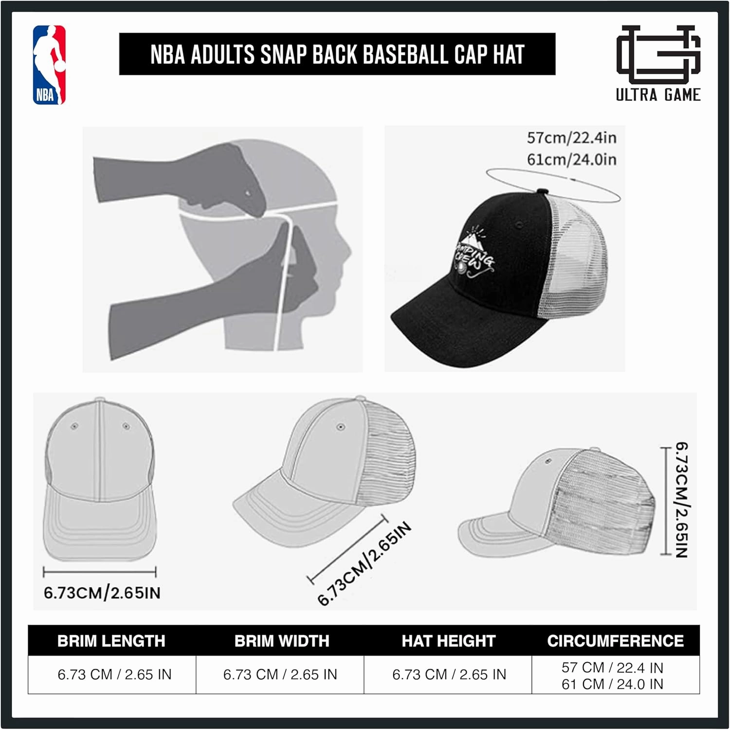 Ultra Game Men's NBA Official Snap Back All Around The World Trucker Baseball Cap Hat