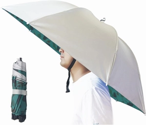 Umbrella Hat, 37 inch Fishing Umbrella Hat Hands Free Foldable UV Protection Umbrella Cap Adjustable Headwear for Fishing Golf Camping Beach Gardening Sunshade Outdoor