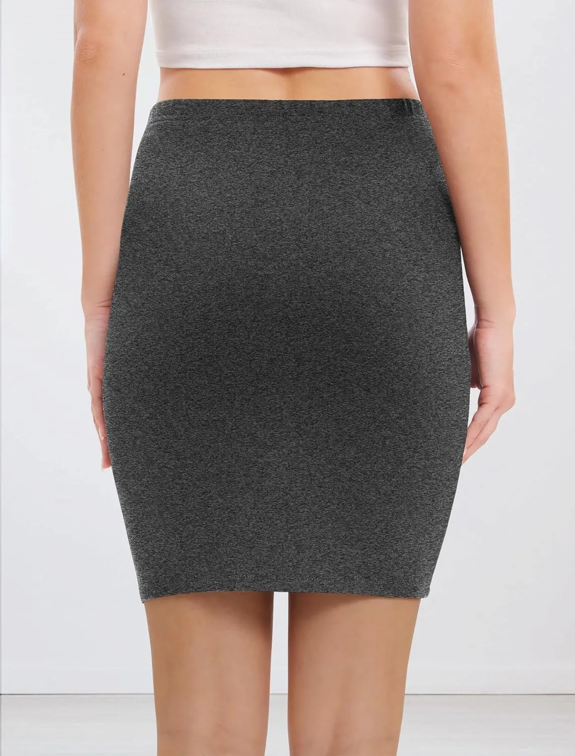 Urban CoCo Women's Basic Mini Pencil Skirt Slit High Waist Bodycon Stretch Short Wrap Skirt