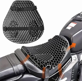 US Motorcycle Seat Cushion Gel Shock Absorption 3D Honeycomb Mesh Motorbike Seat Pad Quick-Drying Protective Ride Saddle Seat Cover Waterproof Motorbike Cushion Pad for Scooter E-Bike(Black)