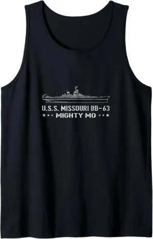 USS Missouri BB-63 WWII Battleship Sailor Veterans Day Papa Tank Top