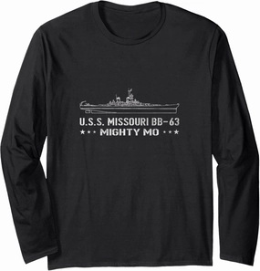 USS Missouri BB-63 WWII Battleship Sailor Veterans Day Papa Long Sleeve T-Shirt