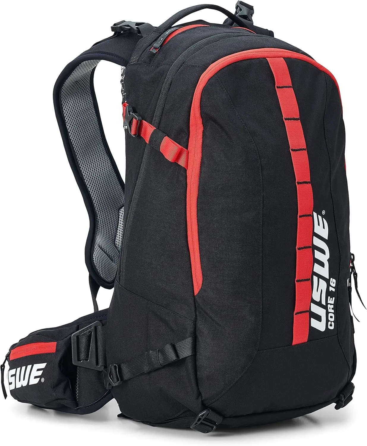 USWE Core Backpack, a High End Daypack for Enduro, Dirtbike, Moto, Black (16L USWE Red)