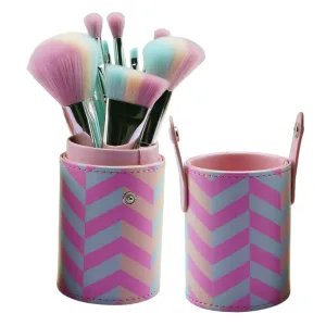 Vaguelly 10Pcs Professional Makeup Brush with Wood Handles and Storage Holder for Women Soft Synthetic Hair for Foundation Blush Eye Shadow and More