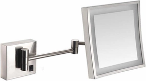 Vanity Mirror with Lights Wall Mount, Makeup Mirror Extendable Cosmetic Mirror Square Bathroom Mirror Shaving in Bedroom Hardwired Connection,Rose Gold (Color : Nickel Wire Drawing)