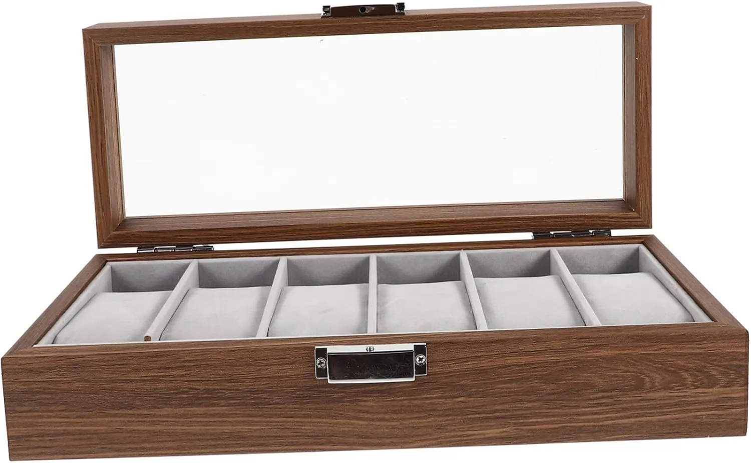VANZACK Luxury Walnut Wood Watch Holder Box 6 Slots for Travel Desktop Jewelry Organizer