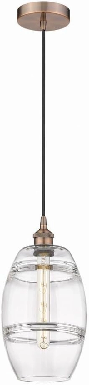 VAZ - 1 Light Cord Hung Mini Pendant in Industrial Style-9.88 Inches Tall and 8 Inches Wide-Antique Copper Finish-Clear