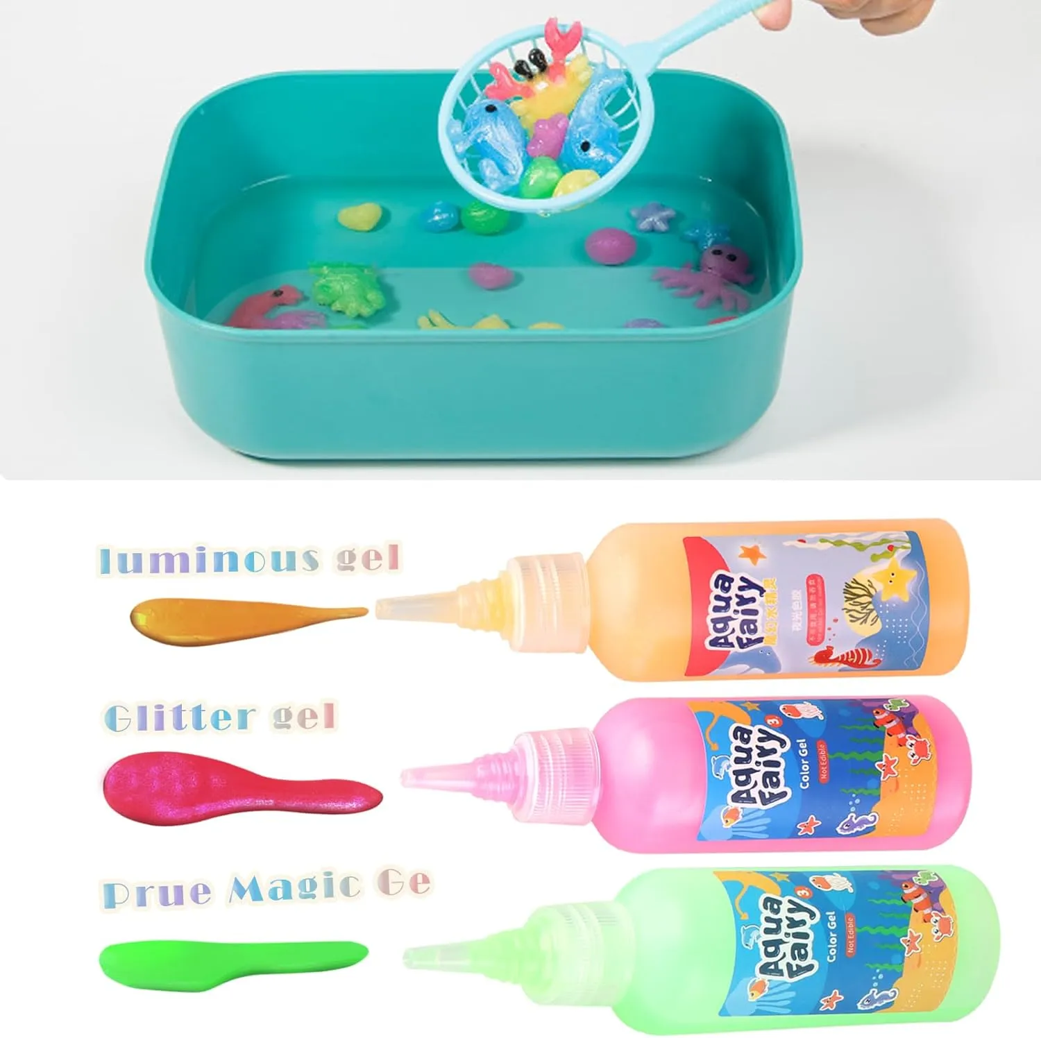 VEEBASY Magic Water Toy Kit - 60ml Set with 18 Shape Molds, Modern Mint Handmade Water Toys for Kids' Birthday Gifts (12PCS)
