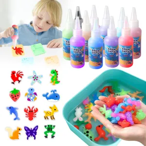VEEBASY Magic Water Toy Kit - 60ml Set with 18 Shape Molds, Modern Mint Handmade Water Toys for Kids' Birthday Gifts (12PCS)