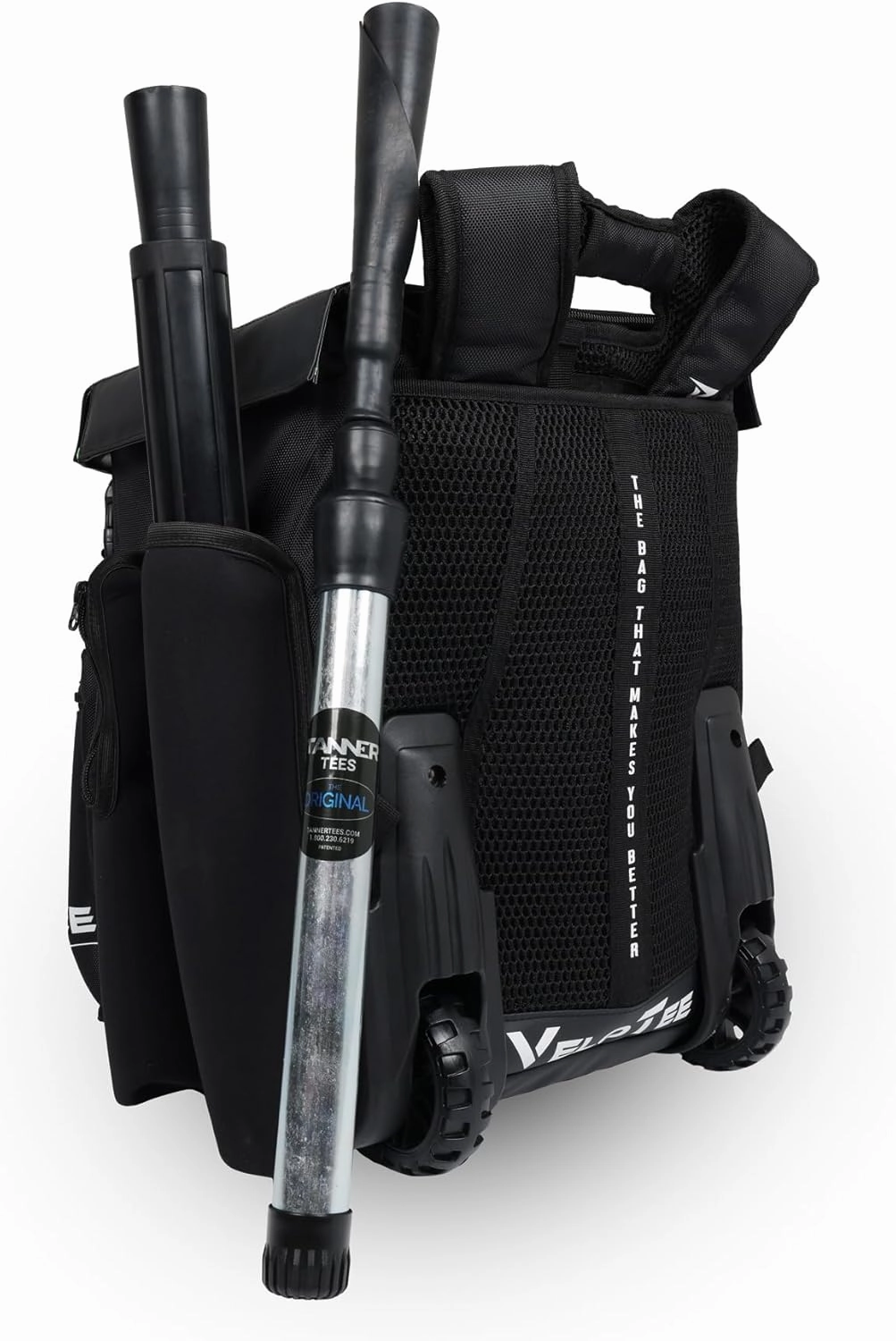 VeloTee 2.0 Baseball & Softball Bat Bag | Coaches Bag | Bucket Backpack Seat with Adjustable Batting Tee
