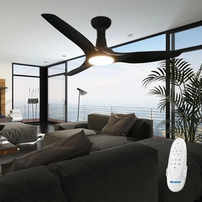 Venta 52 Inch ETL Listed 3 Blade Ceiling Fan with Lights Remote Control - Black Ceiling Fan w/LED Light & Timer - Reversible Quiet DC Motor w/ 6-Speed for Bedrooms, Indoor, Outdoor Fans for Patios
