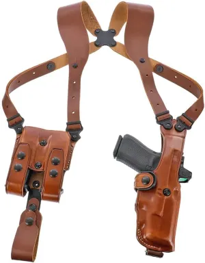 VHS4-226R VHS 4.0 Leather Vertical Shoulder System Compatible with Glock 19 with/Without Red Dot, Ambidextrous, Tan Finish