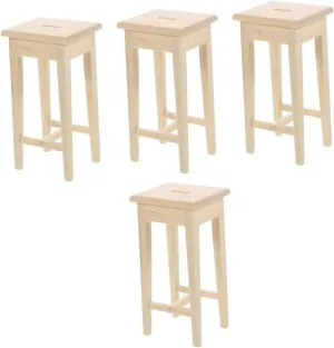 VICASKY 4pcs Doll House Mini Stool Set Miniature Stool Models Wood Miniature Furniture Boys and Girls' Room Accessory