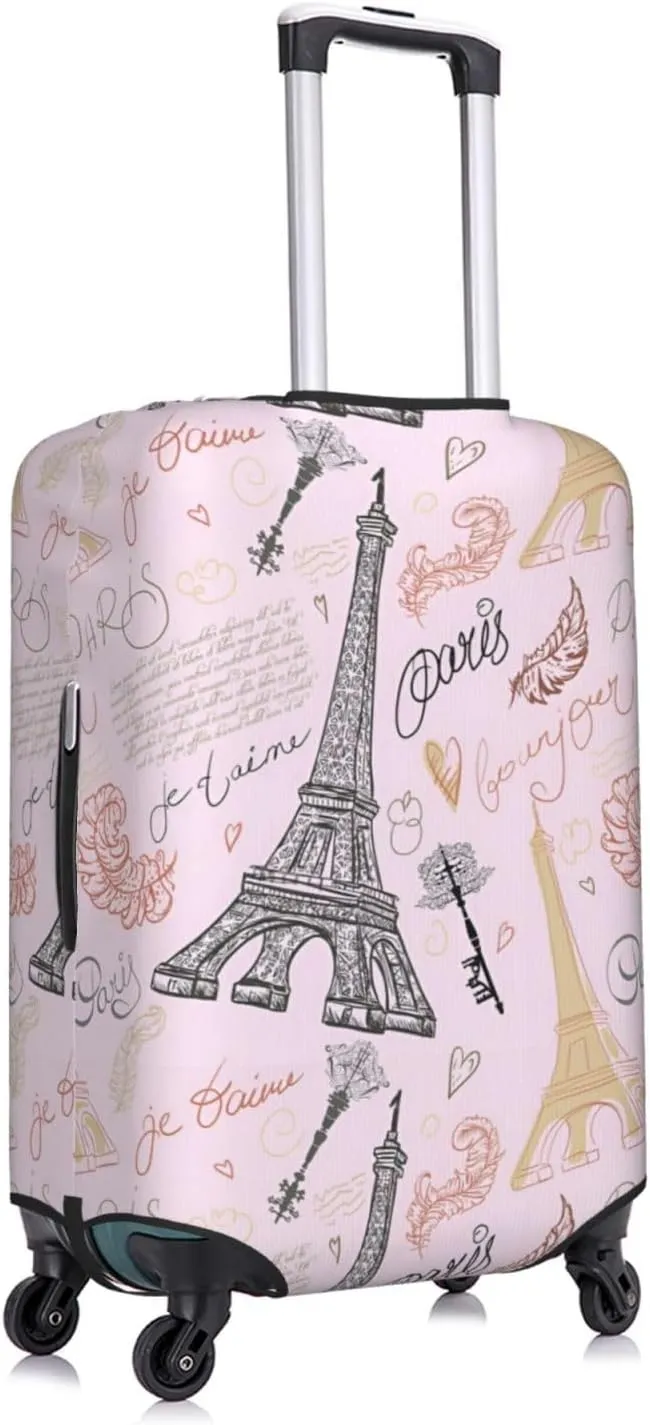 Vintage Eiffel Tower Travel Luggage Cover Fits 18-32 Inch Luggage, Elastic Suitcase Cover Protector with Concealed Zipper for Wheeled Suitcase Tsa Approved