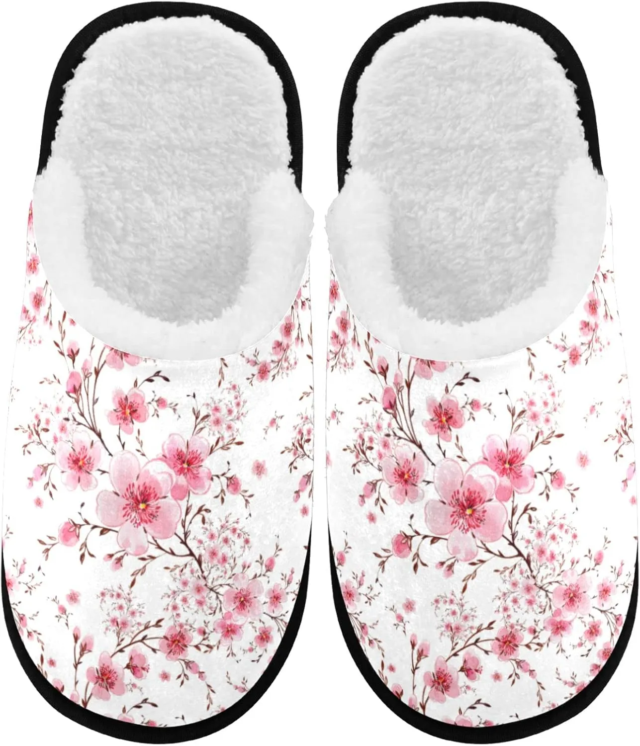 visesunny Floral Slippers Soft Memory Foam Non-Slip Indoor House Slippers Home Shoes for Bedroom Hotel Travel Spa