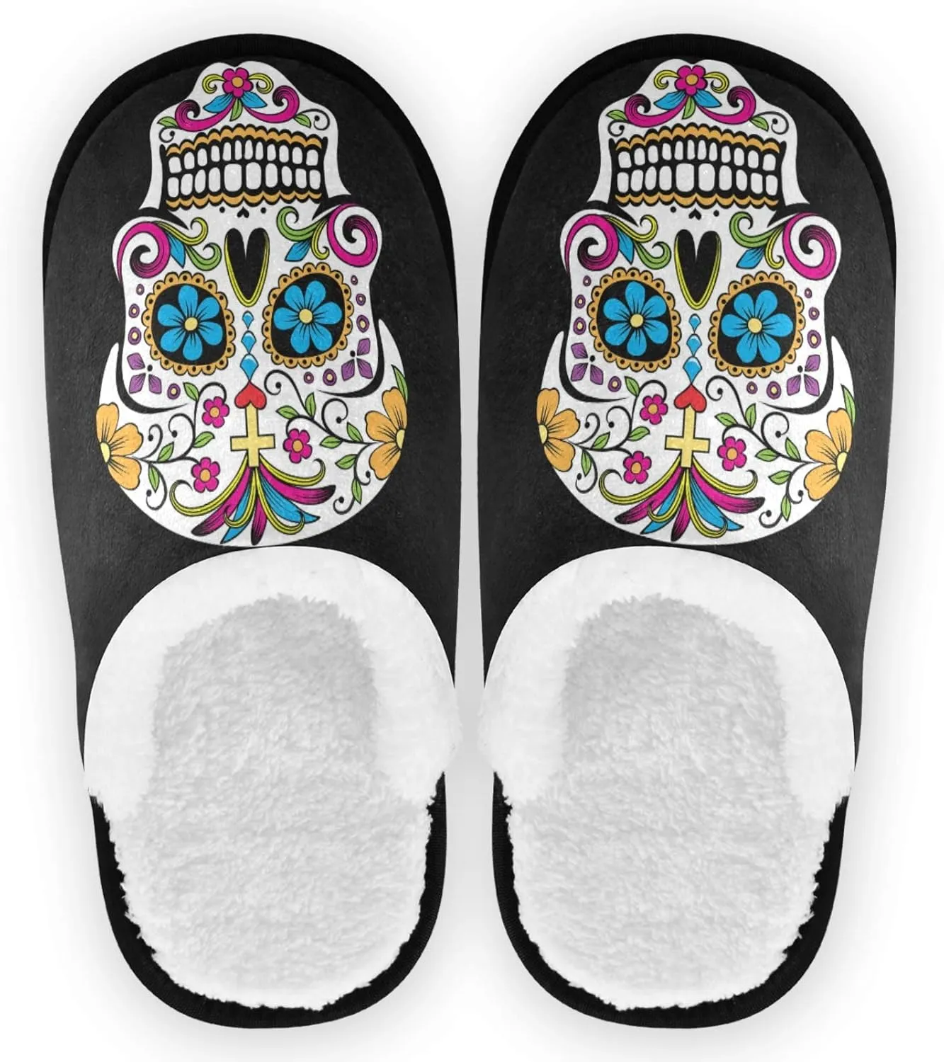 visesunny Slippers for Women Mens Stylish Foral Winter Warm Memory Foam Cotton Home Slippers Soft Plush Fleece Slip on House Slippers for Girls Indoor Outdoor Shoes