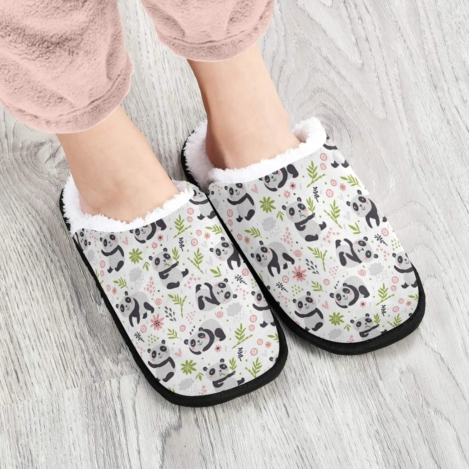 visesunny Slippers for Women Mens Stylish Foral Winter Warm Memory Foam Cotton Home Slippers Soft Plush Fleece Slip on House Slippers for Girls Indoor Outdoor Shoes