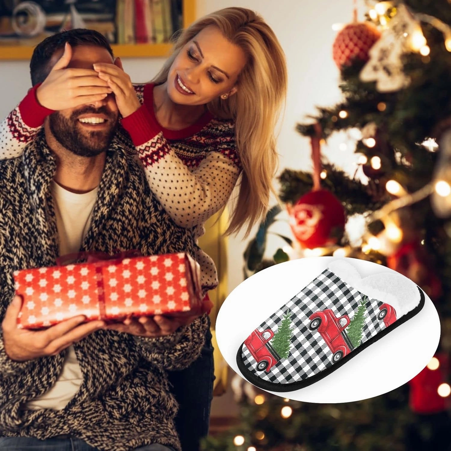 visesunny Slippers for Women Mens Funny Winter Warm Memory Foam Cotton Home Slippers Soft Plush Fleece Slip on House Slippers Unisex