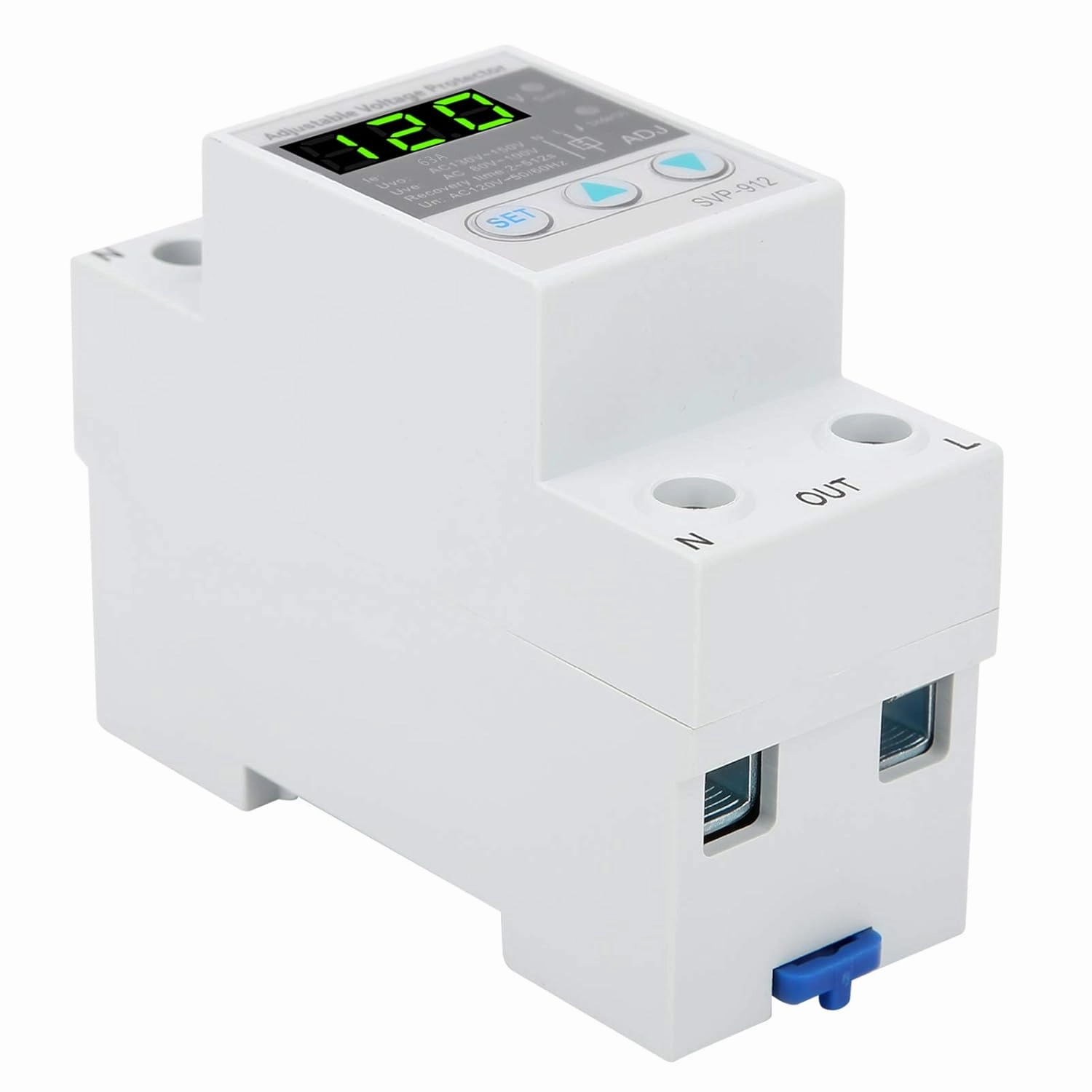 Voltage Stabilizer, Multi Function Adjustable Smart Breaker Voltage Protector Relay with Reset Options 120V AC Under Over Voltage Device for Electrical Appliances