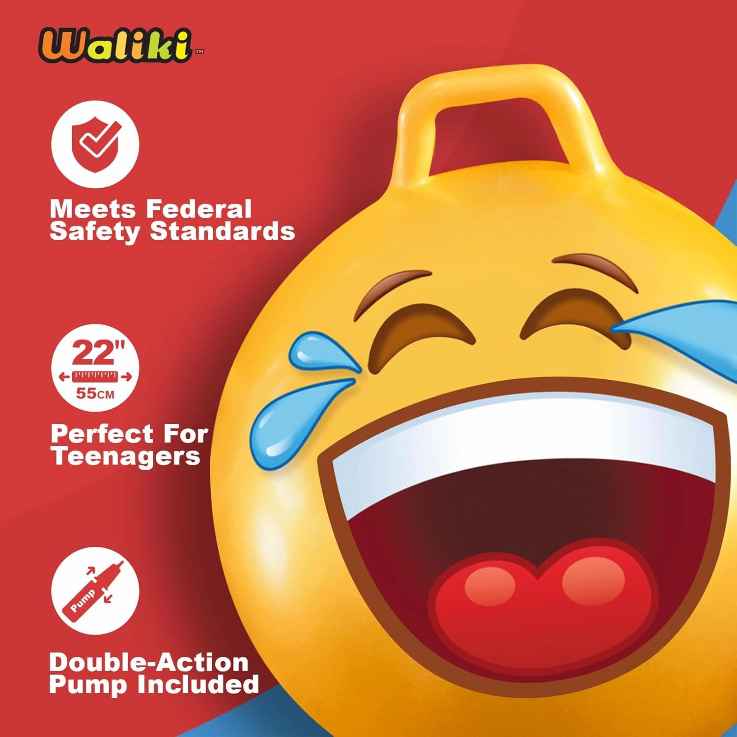 WALIKI Hopper Ball for Teenagers | Hippity Hop | Jumping Hopping Ball | Bouncy Ball Field Day (22"/55CM)