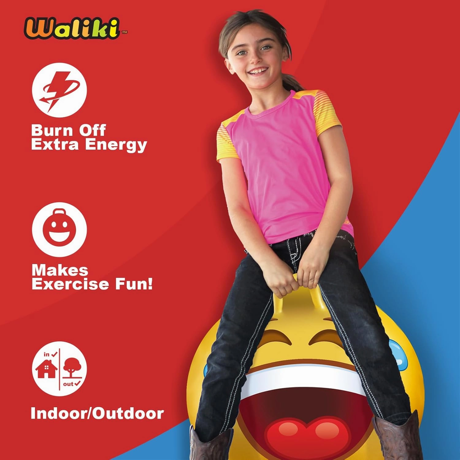 WALIKI Hopper Ball for Teenagers | Hippity Hop | Jumping Hopping Ball | Bouncy Ball Field Day (22"/55CM)