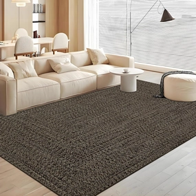 Washable Area Rugs 5x7 Rug for Living Room Braided Print Non Slip Modern Soft Bedroom Rug Farmhouse Throw Rugs Contemporary Stain Resistant Carpet for Dining Room 5'x7' Black/Brown