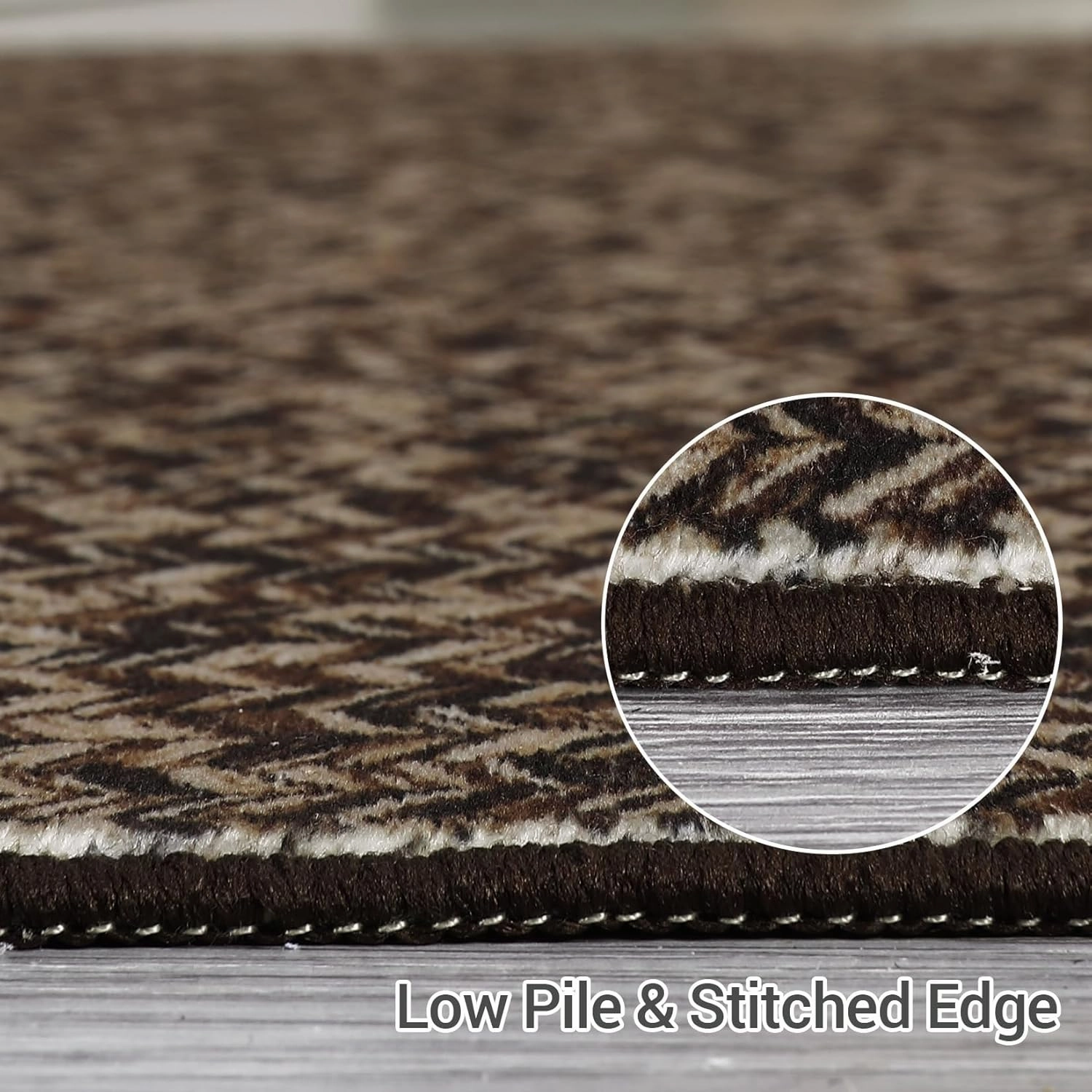 Washable Area Rugs 5x7 Rug for Living Room Braided Print Non Slip Modern Soft Bedroom Rug Farmhouse Throw Rugs Contemporary Stain Resistant Carpet for Dining Room 5'x7' Black/Brown