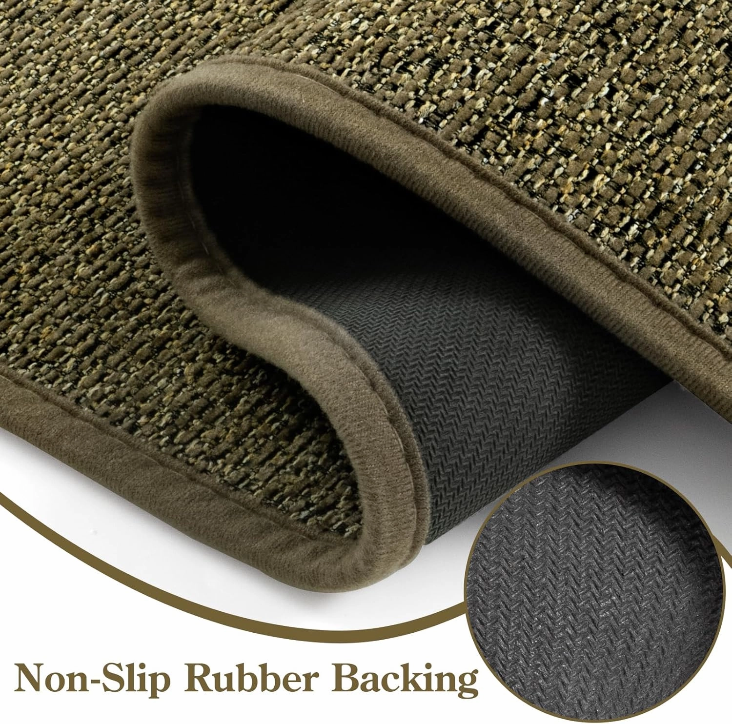 Washable Kitchen Rugs Sets of 2, Non Slip Farmhouse Kitchen Mats for Floor Absorbent Runner Rug, Easy Jute Carpet Runners for Hallway,Front of Sink,Laundry,Doorway(Beige&Green)