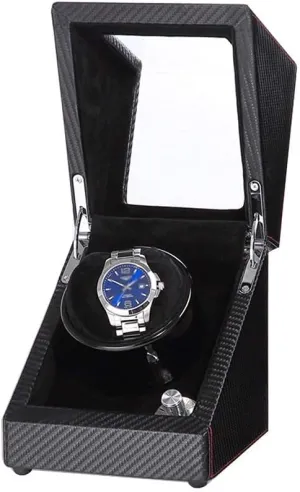 Watch Automatic Single Watch Winder Box Flexible Plush Pillow Wood Shell Piano Paint Exterior Super Quiet Motor 4 Rotation Modes (A)