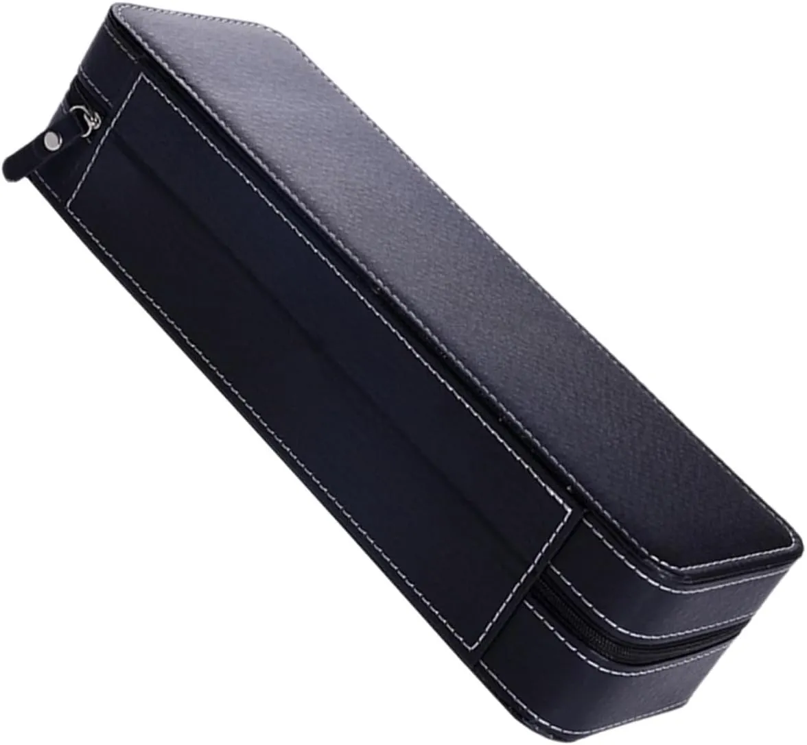 Watch Organizer Box Black Portable 6-pocket Watch Carrier Zipper Great for Storing and Displaying Wristwear