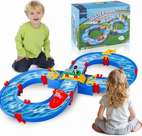 Water Table for Toddlers, Kids Outdoor Water Table Summer Toys, 50Pcs DIY Sand Water Sensory Table Toys on Beach Backyard, Activity Sensory Play Table for Boys Girls 3 4 5 
