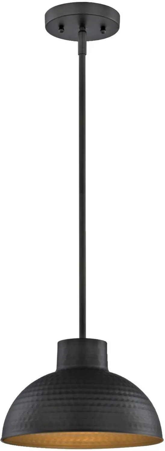 Westinghouse Oil Rubbed Bronze 6309900 One-Light Indoor Pendant, Hammered Finish and Metal Shade with Gold Interior