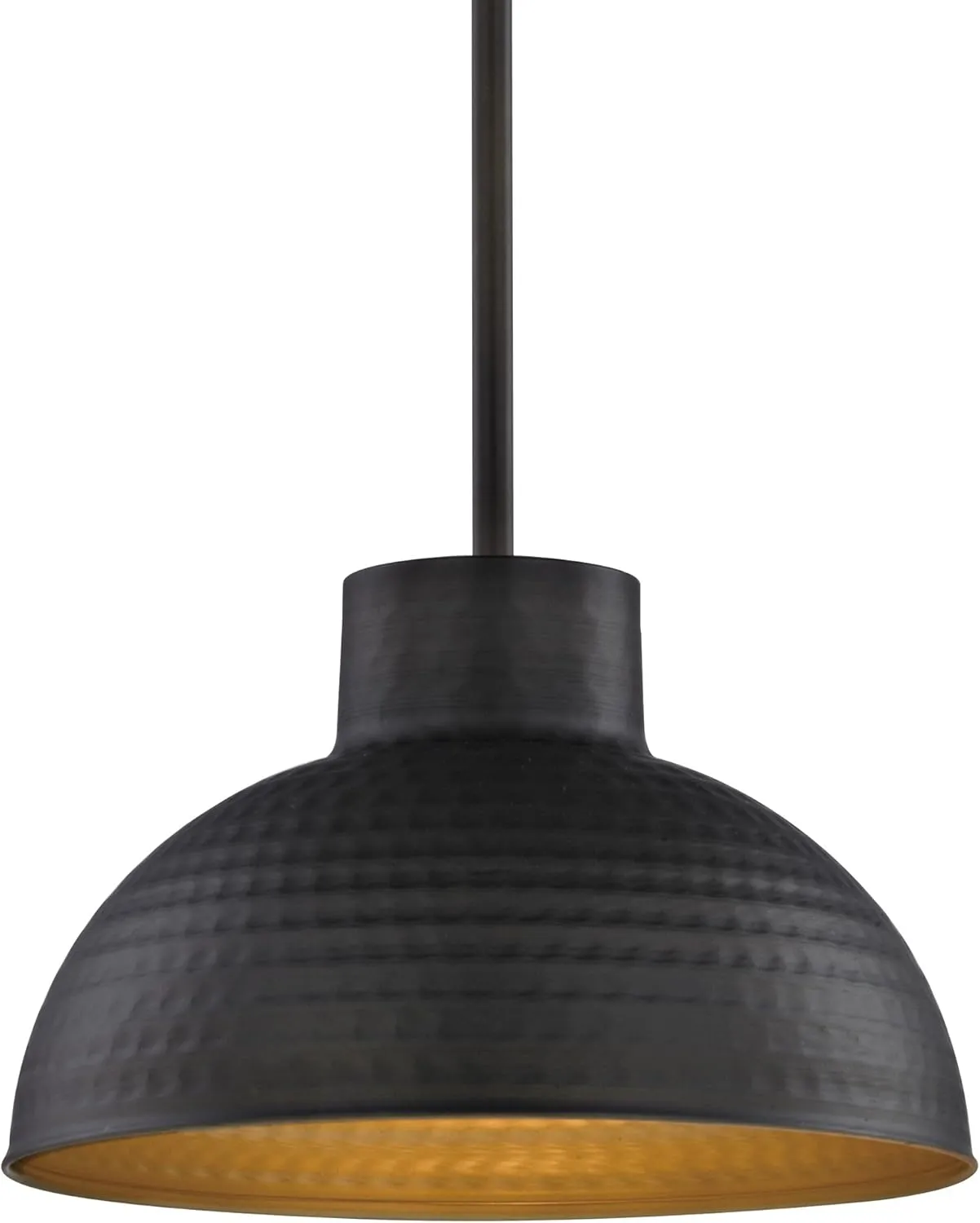 Westinghouse Oil Rubbed Bronze 6309900 One-Light Indoor Pendant, Hammered Finish and Metal Shade with Gold Interior