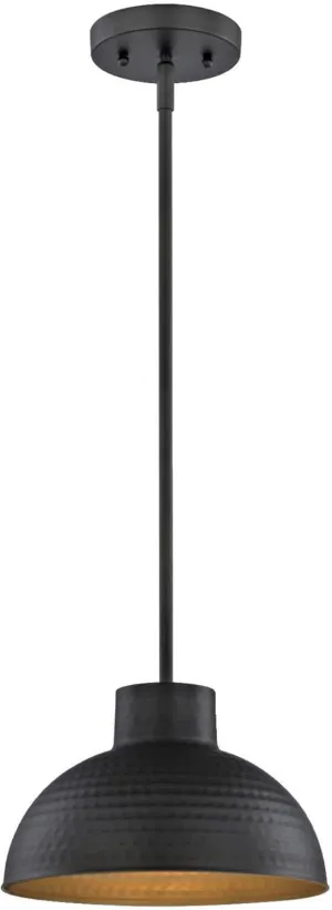 Westinghouse Oil Rubbed Bronze 6309900 One-Light Indoor Pendant, Hammered Finish and Metal Shade with Gold Interior