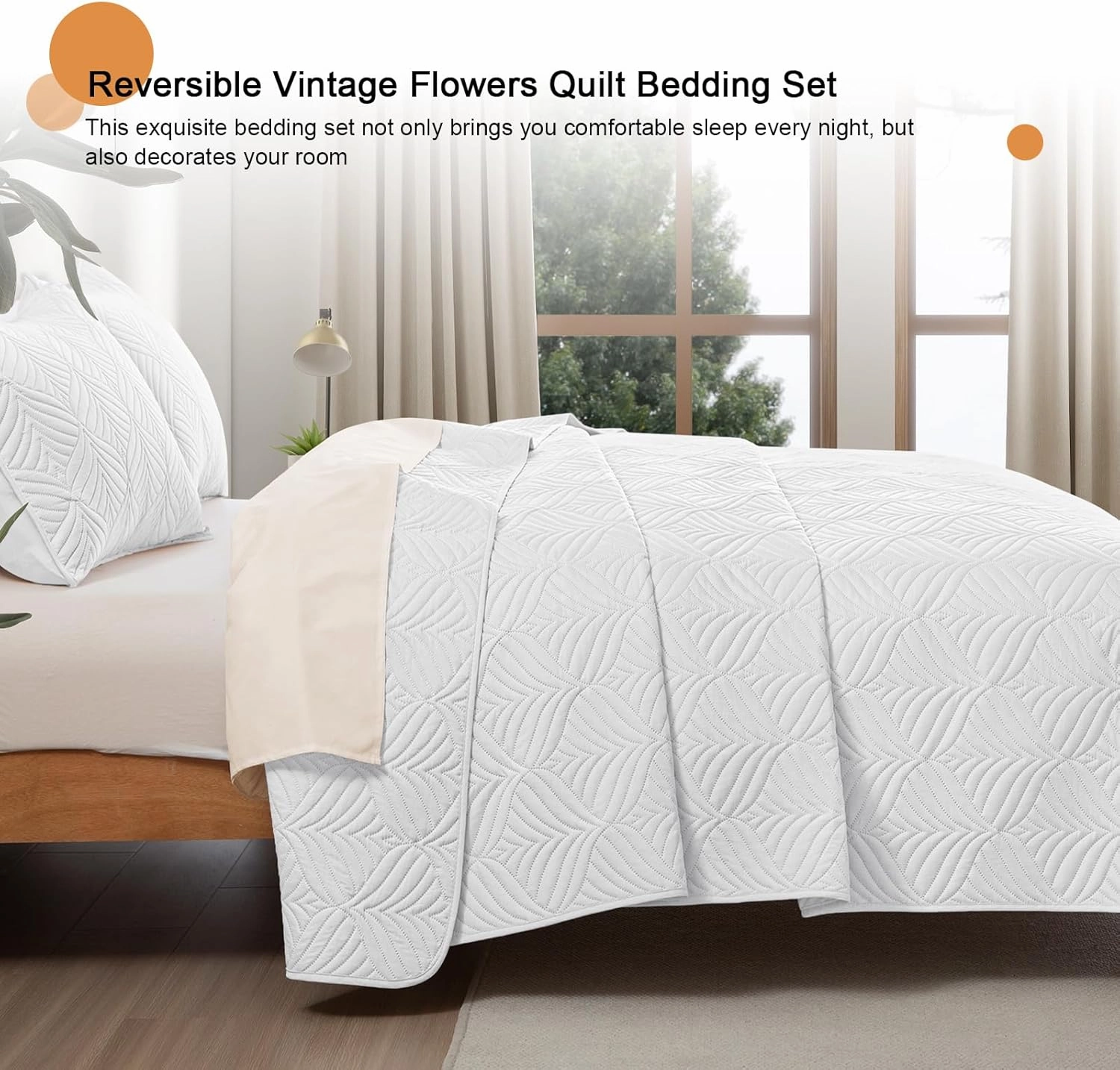 Whale Flotilla Elegant Extra Soft Quilts Queen Size, 3-Piece Lightweight Modern Geometric Full Queen Quilt Bedding Sets Bedspread Coverlet for All Seasons, White