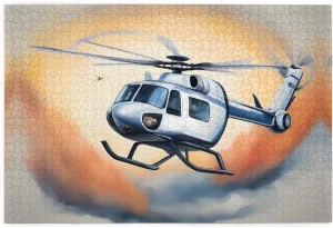White Helicopter Jigsaw Puzzles1000 Piece Educational Intellectual Wooden Puzzles, Fun Puzzles, Stress Relieving Puzzles