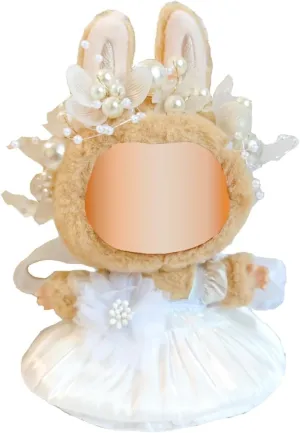 White Tiered Tulle Doll Clothes Dress for 6-7 Inch Dolls | Party Dress Ethereal Bridal Outfit with Pearl Headband & Flowing Ribbons, Fits Standard 6.7 Inch Tall Dolls(White Pearl Headband)