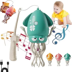 Wiggly Wonder Octopus,Electric Magic Crawling Dancing Octopus Toy,Automatic Obstacle Avoidance Dancing Electric Squid Toy,Creative Magic Crazy 8-Leg Action Obstacle with LED Lights & Music (Green)