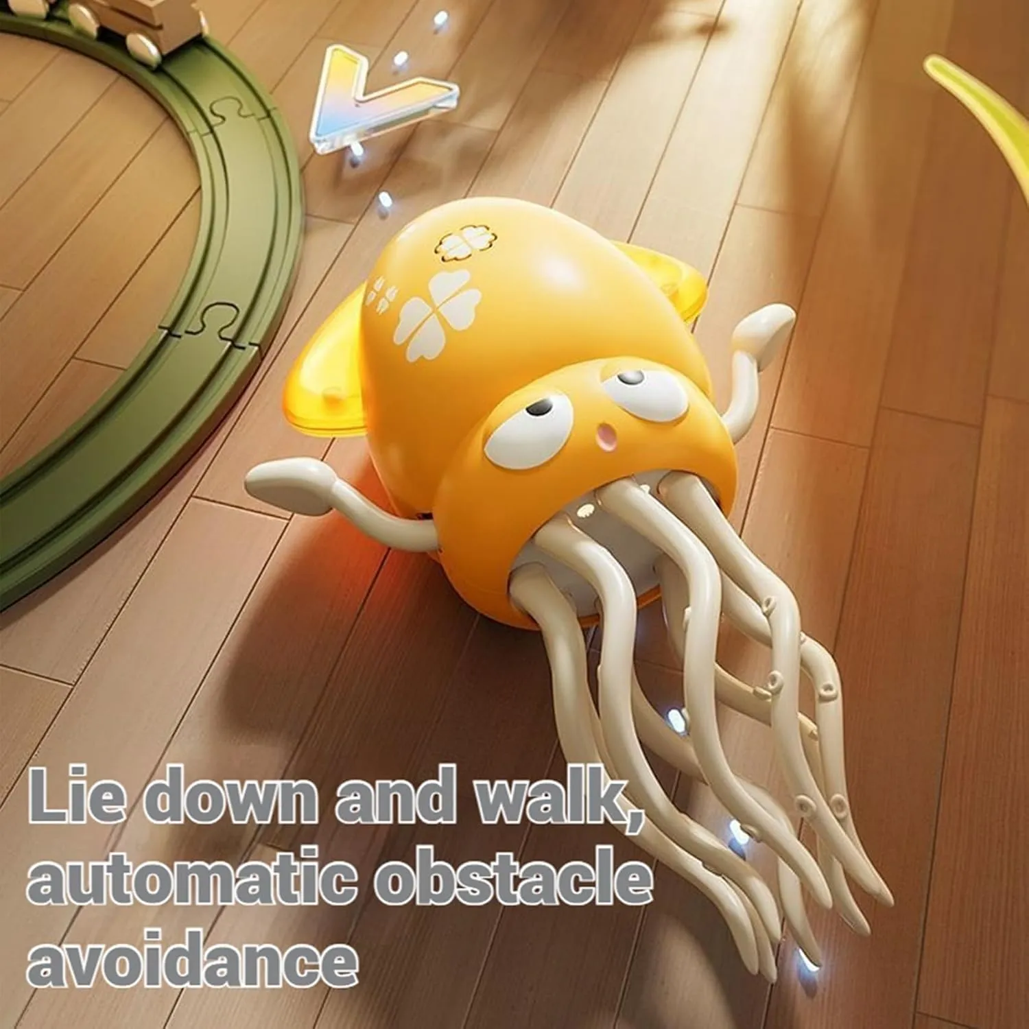 Wiggly Wonder Octopus,Electric Magic Crawling Dancing Octopus Toy,Automatic Obstacle Avoidance Dancing Electric Squid Toy,Creative Magic Crazy 8-Leg Action Obstacle with LED Lights & Music (Green)