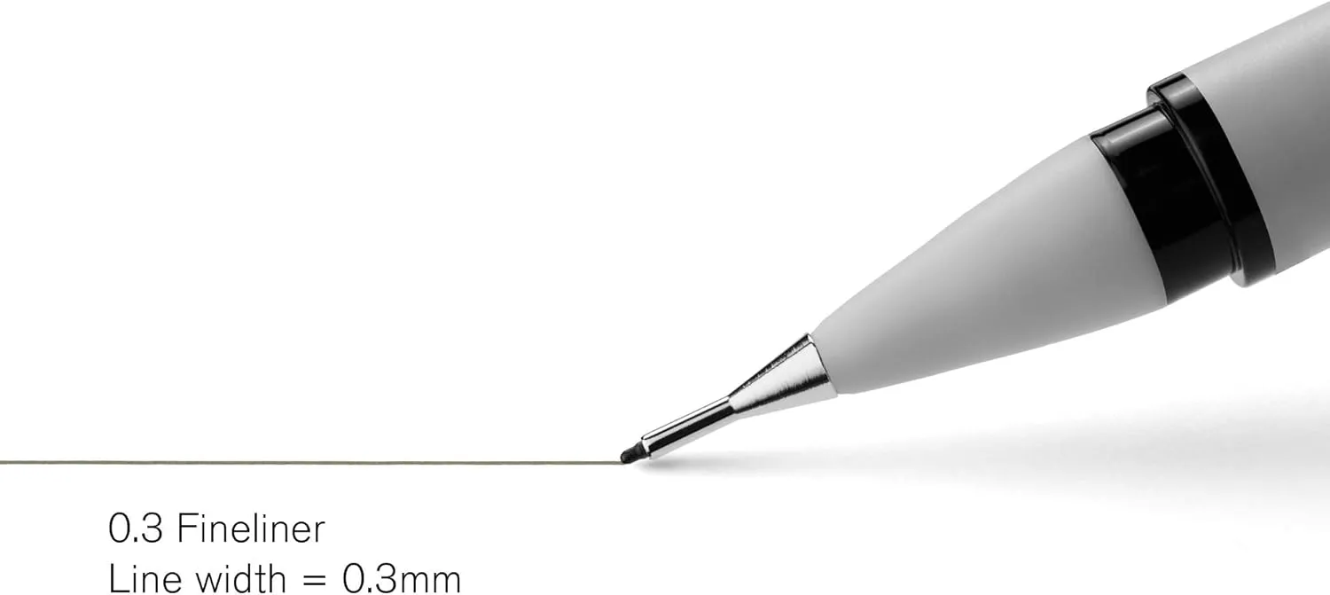 Winsor & Newton Fineliner Fine Point Pen, 0.3mm Tip, Black (Pack of 2)