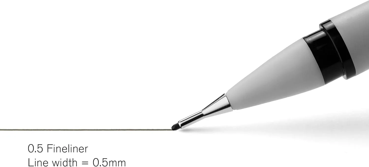 Winsor & Newton Fineliner Fine Point Pen, 0.5mm Tip, Black (Pack of 2)