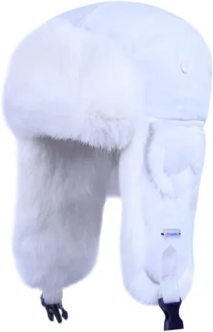 Winter Trapper Hat,100% Rabbit Fur Russian Ushanka Aviator Hunting Ski Hat Winter Hat with Ear Flaps